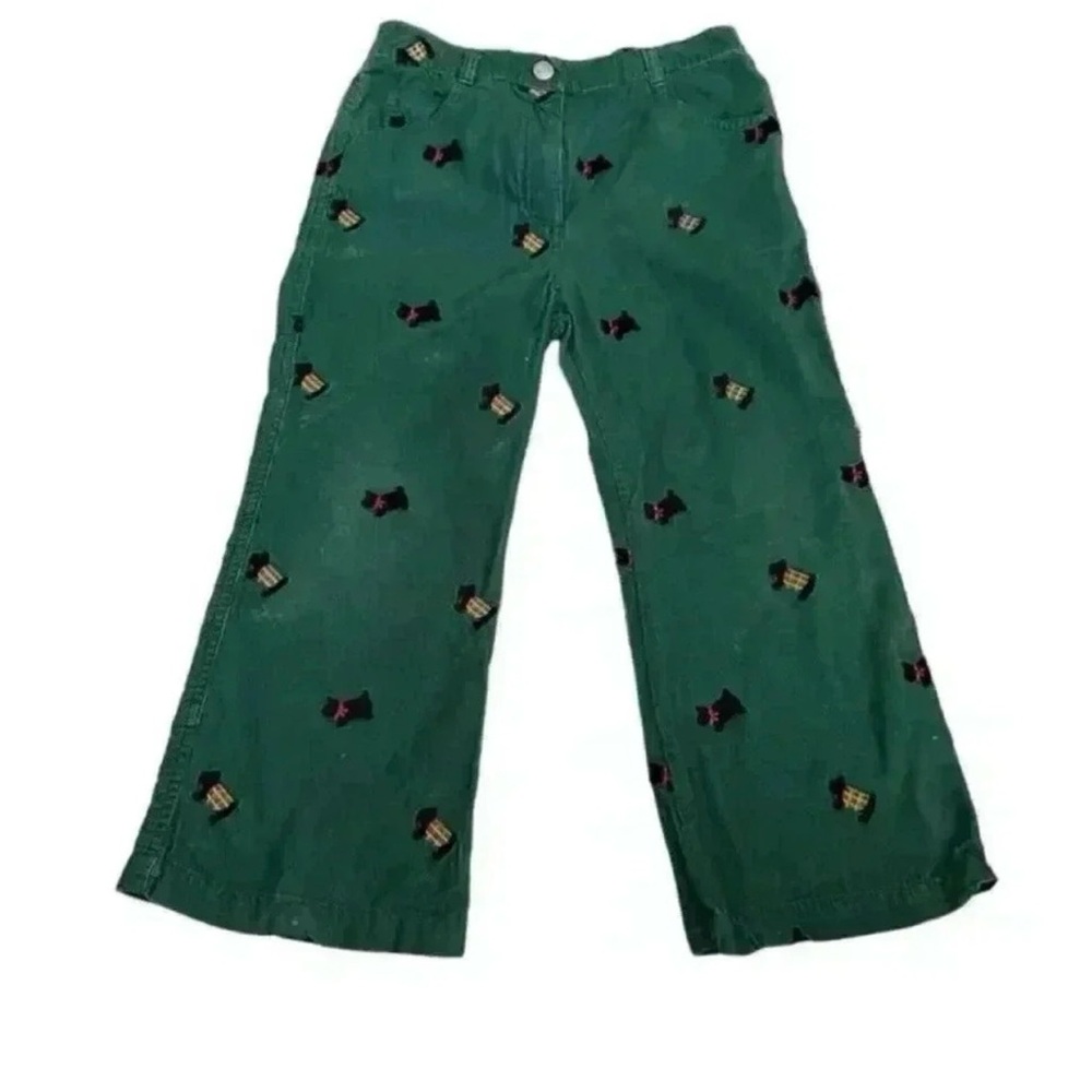 Lilly Pulitzer White Label Corduroy Green Pants with Scottish Dogs Size 5